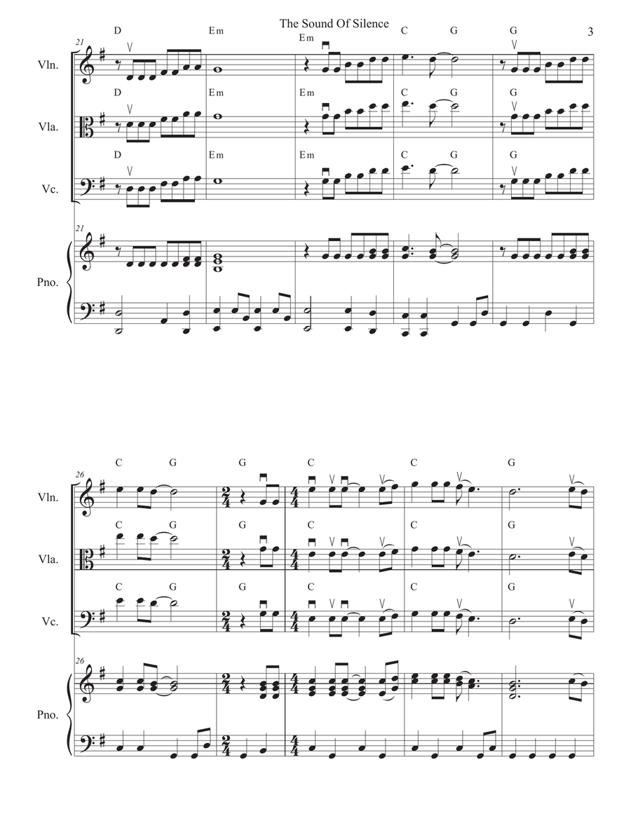 The Sound Of Silence The Sound Of Silence String Quartet scores gallery preview page 3
