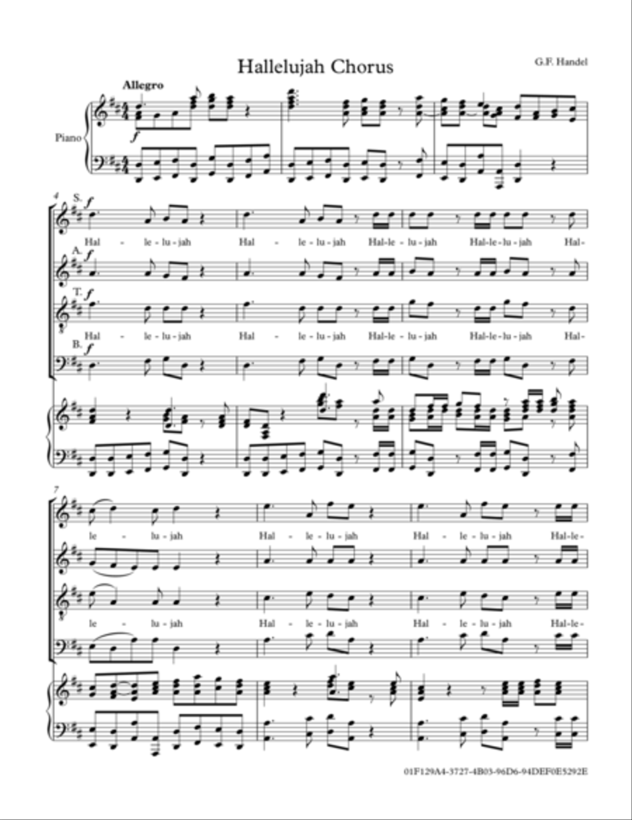 Hallelujah Chorus from The Messiah 4-Part scores gallery preview page 1