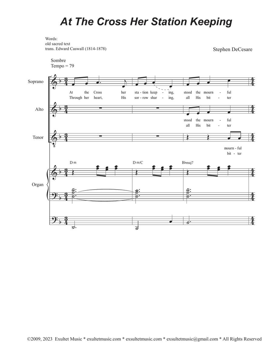 At The Cross Her Station Keeping (SATB) 4-Part scores gallery preview page 1