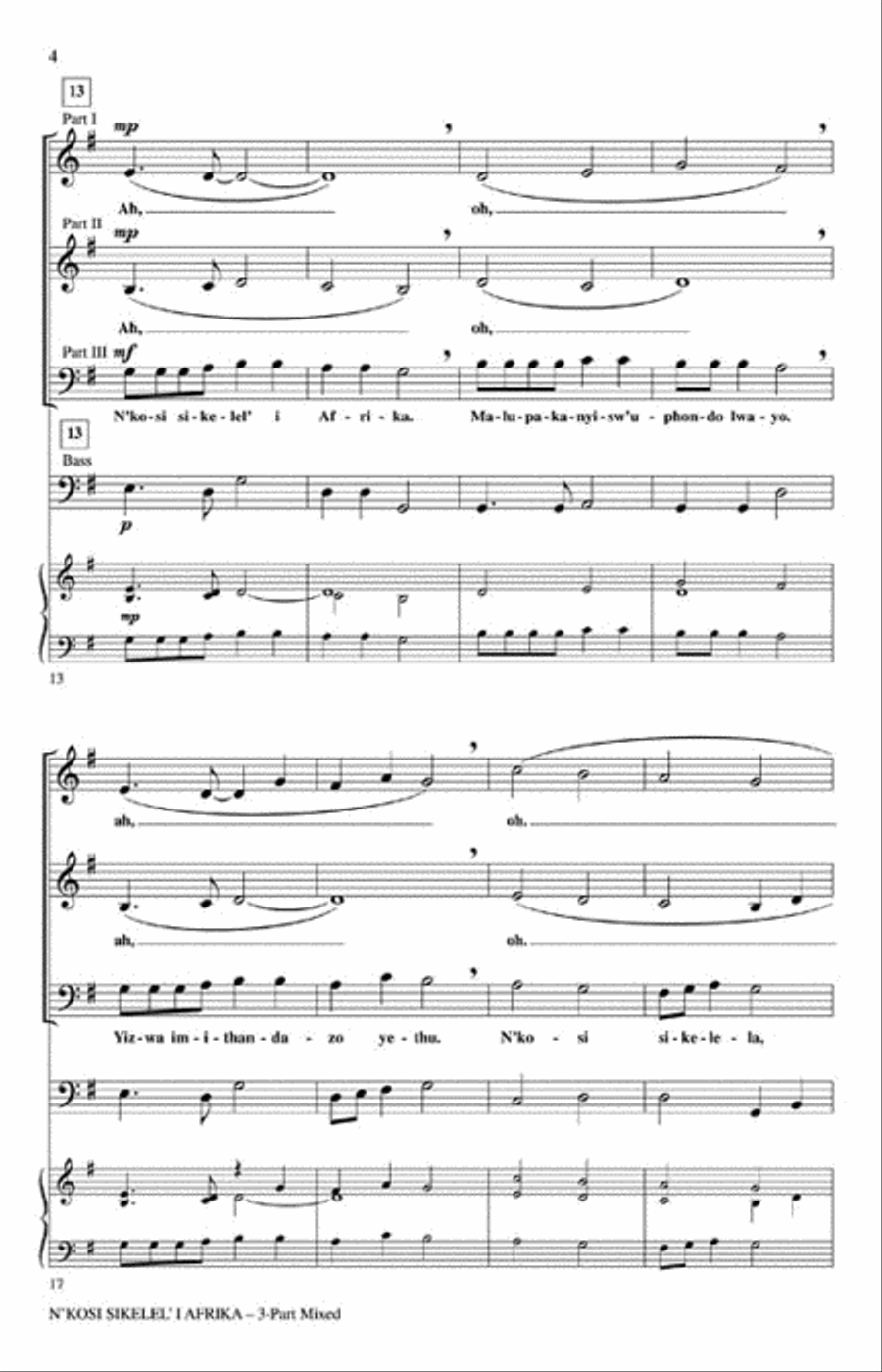 N'kosi Sikelel' I Afrika 3-Part scores gallery preview page 3