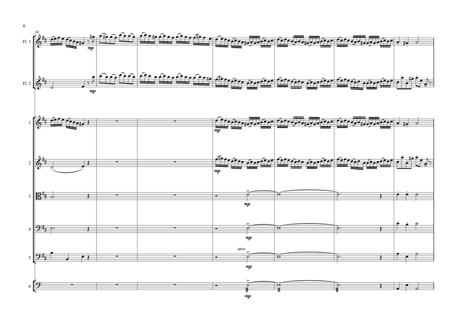 The Arrival of the Queen of Sheba for 2 Flutes & Orchestra Large Ensemble scores gallery preview page 6