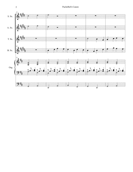 Pachelbel's Canon (Wedding Arrangement for Saxophone Quartet - Organ Accompaniment) image number null