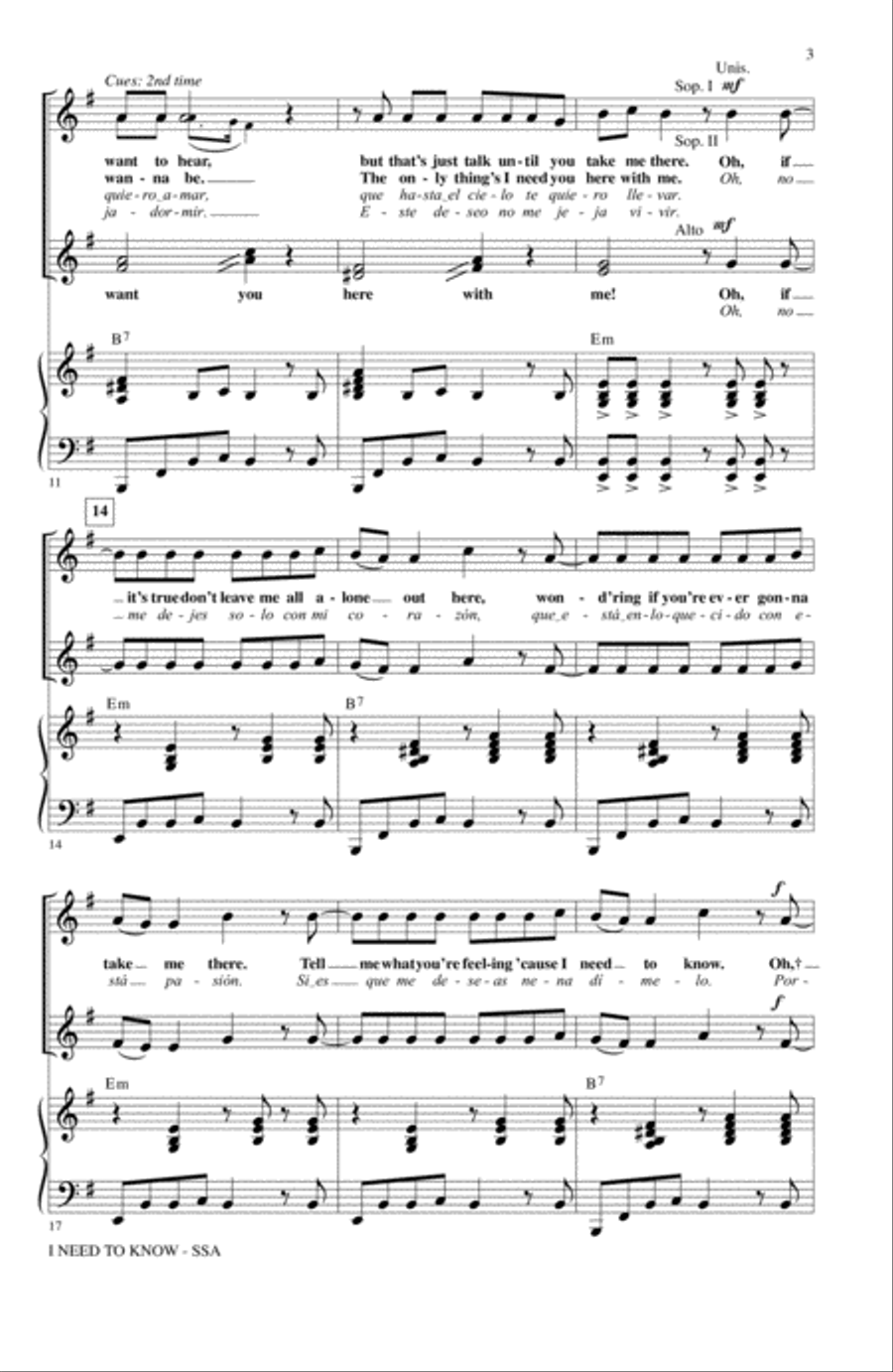 I Need To Know (Dimelo) (arr. Alan Billingsley) SSA scores gallery preview page 2