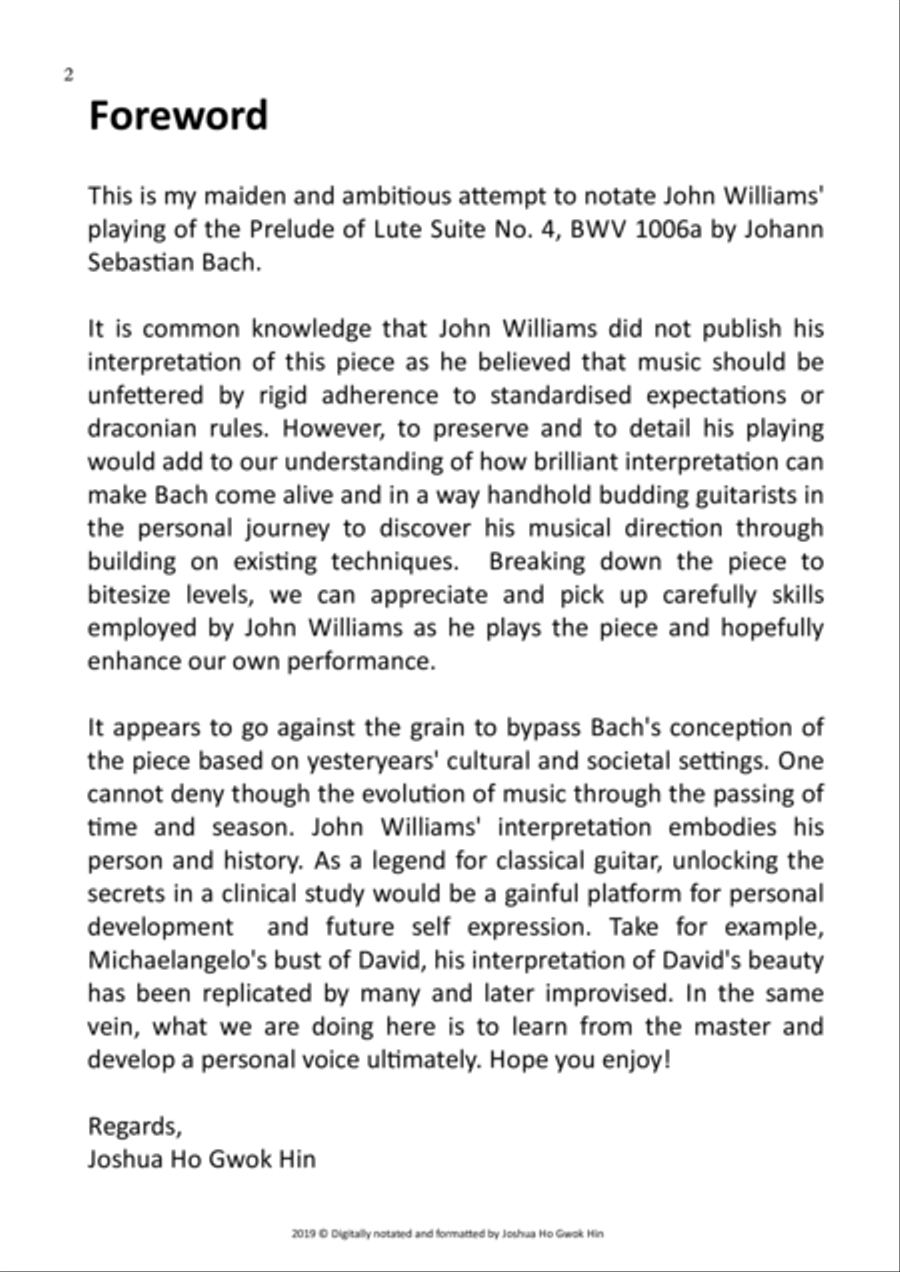 Prelude BWV 1006a John Williams' fingerings Classical Guitar scores gallery preview page 2