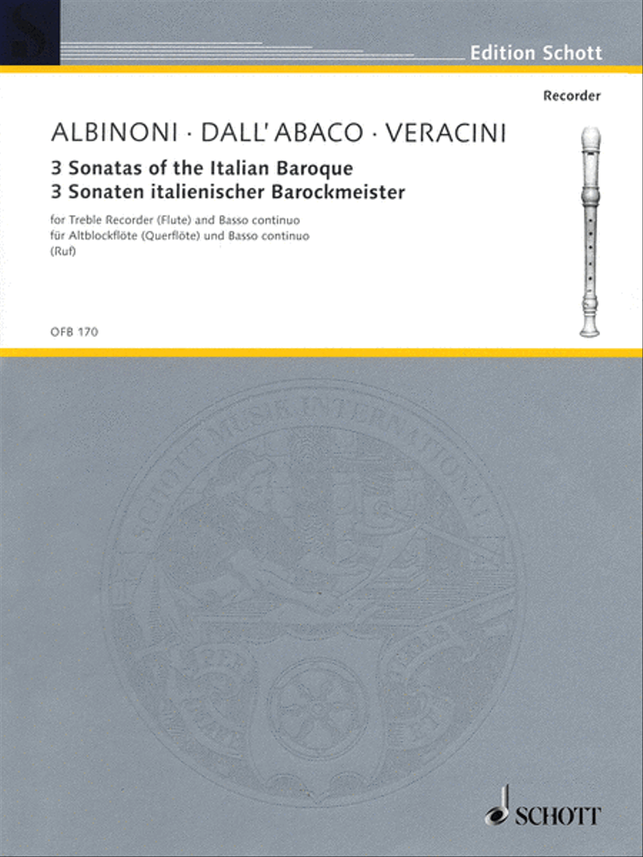 3 Sonatas of the Italian Baroque Flute scores gallery preview page 1