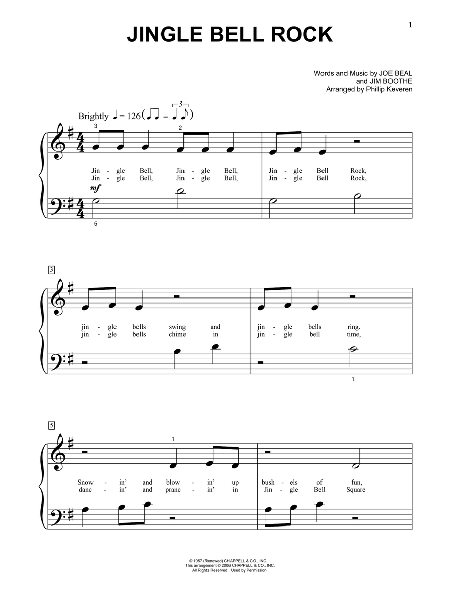 Jingle-Bell Rock (arr. Phillip Keveren) Easy Piano scores gallery preview page 1