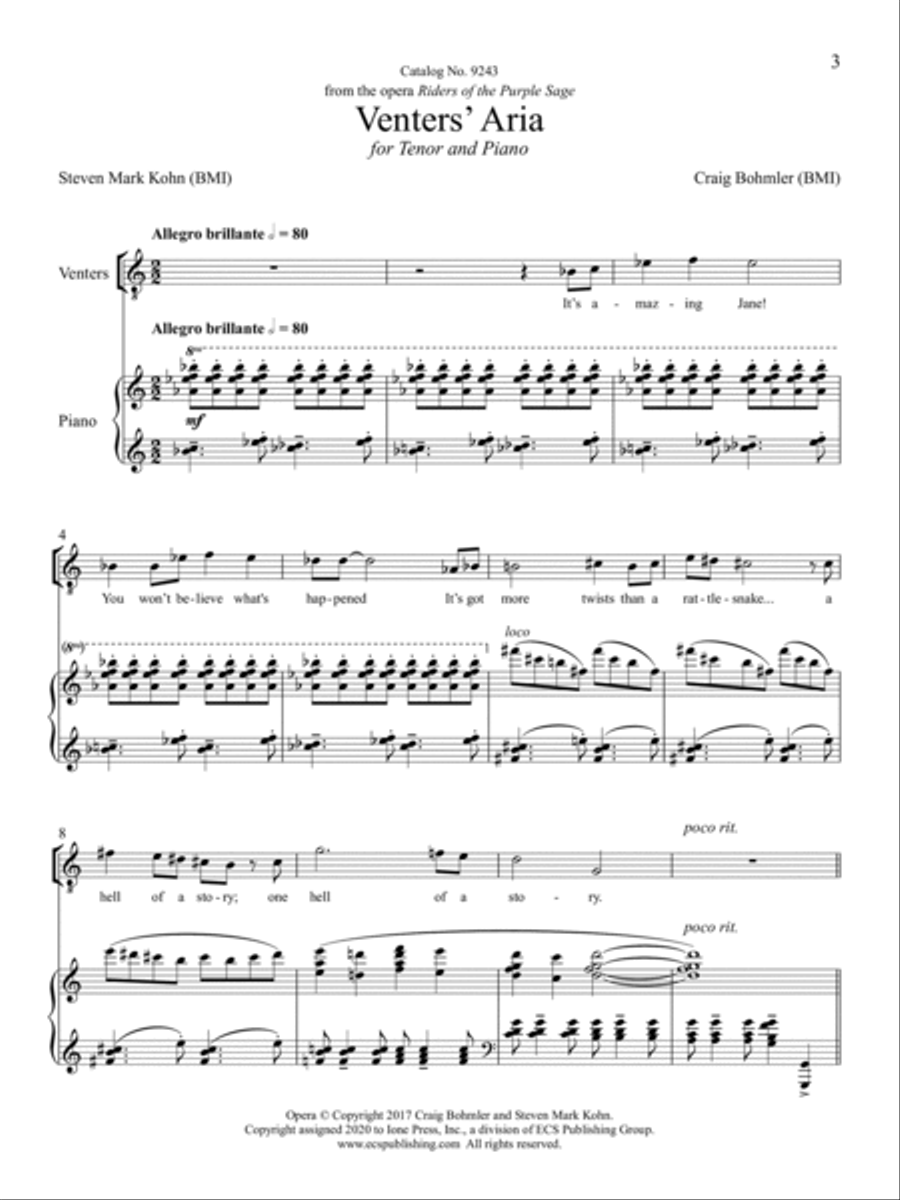 Venter's Aria Venter's Aria Tenor Voice scores gallery preview page 3