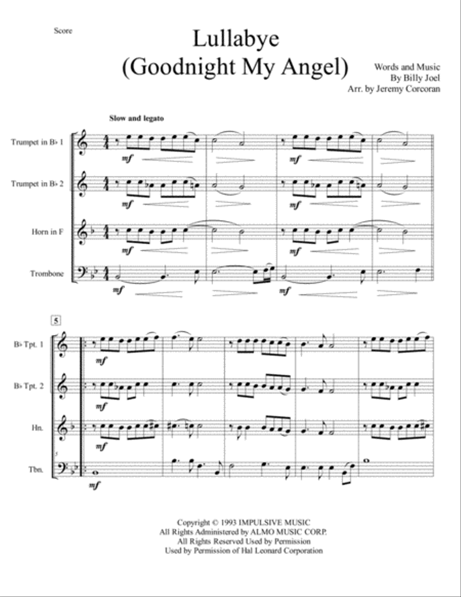 Lullabye (Goodnight, My Angel) Brass Ensemble scores gallery preview page 2