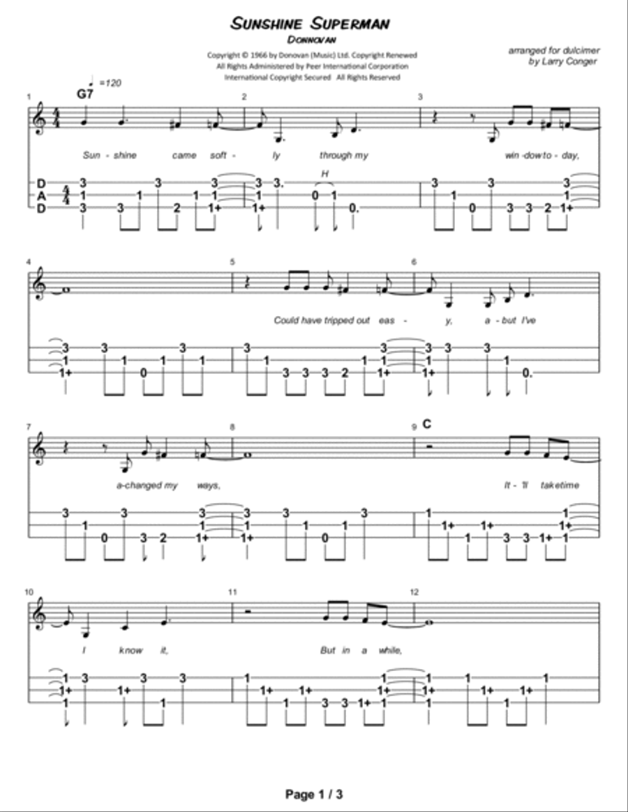 Sunshine Superman Dulcimer scores gallery preview page 2