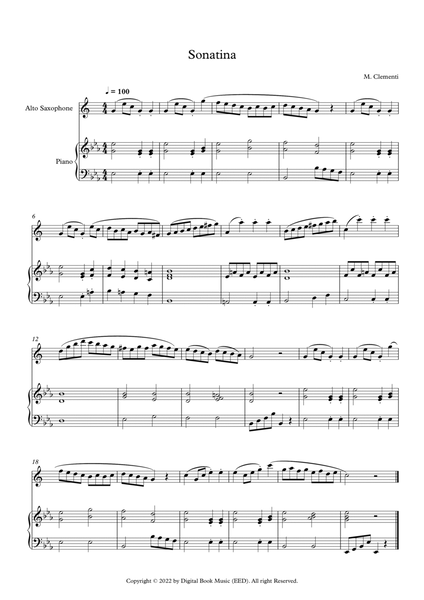 Sonatina (In C Major) - Muzio Clementi (Alto Sax + Piano) image number null