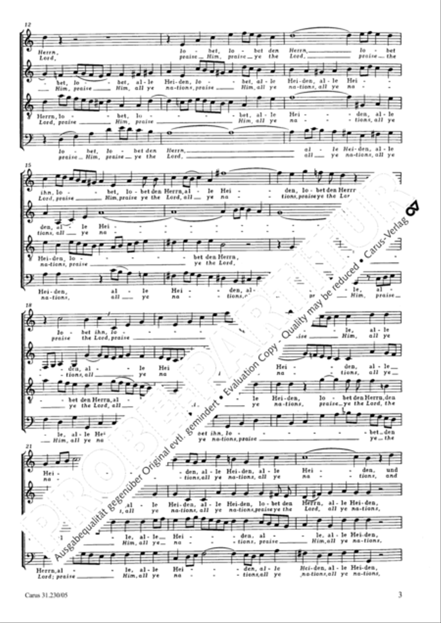Praise ye the Lord, all ye nations (Lobet den Herrn, alle Heiden) 4-Part scores gallery preview page 4