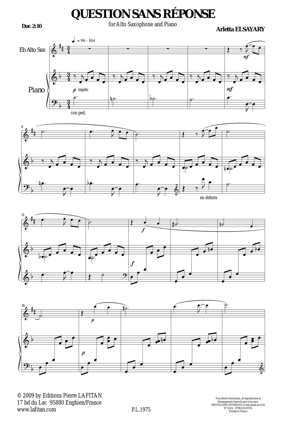 QUESTION SANS RÉPONSE Woodwind Duet scores gallery preview page 2