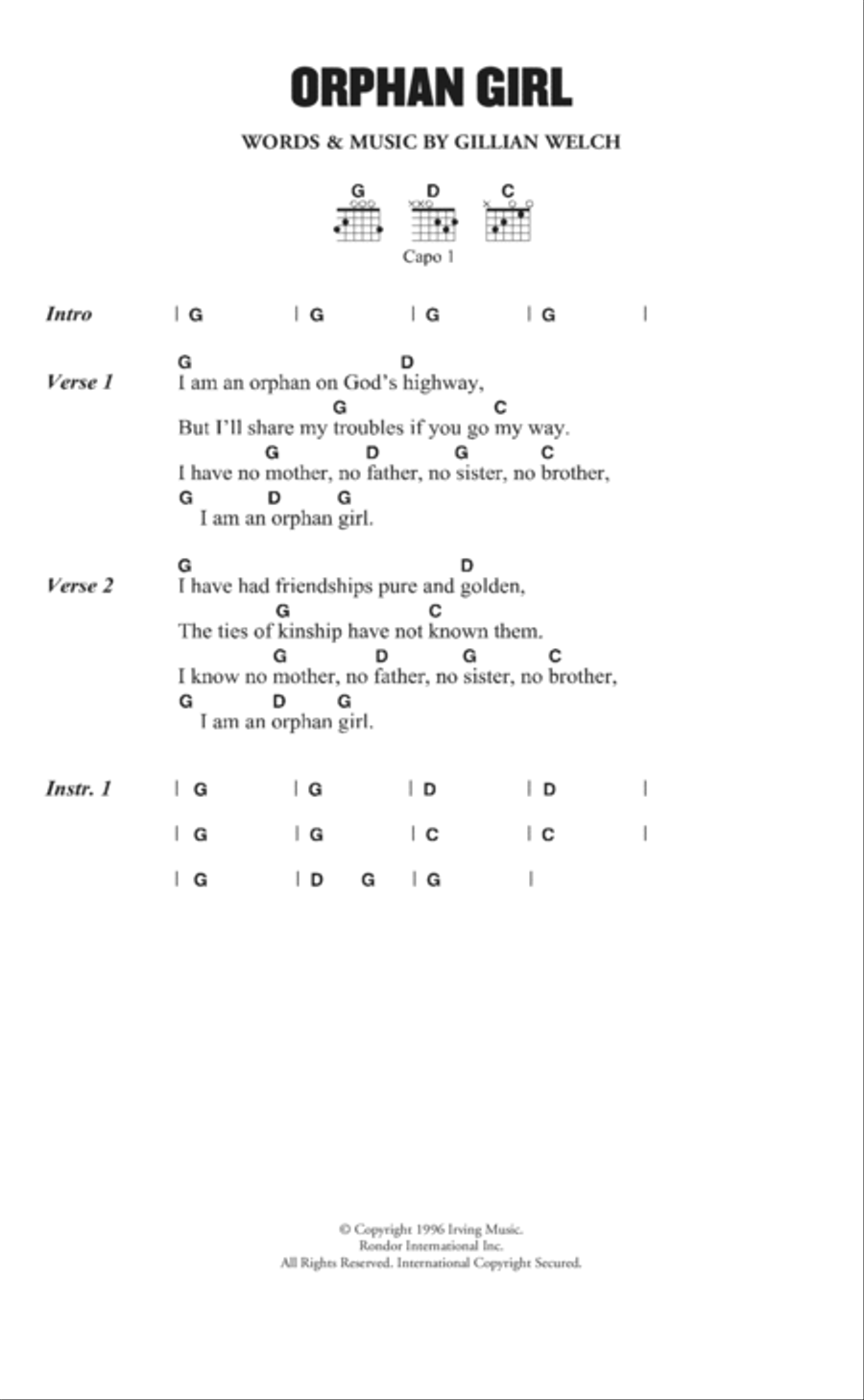 Orphan Girl Electric Guitar scores gallery preview page 1