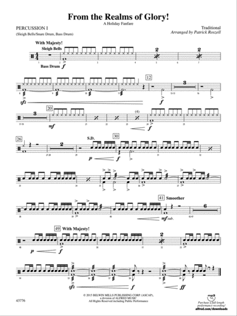 From the Realms of Glory!: 1st Percussion Full Orchestra scores gallery preview page 1