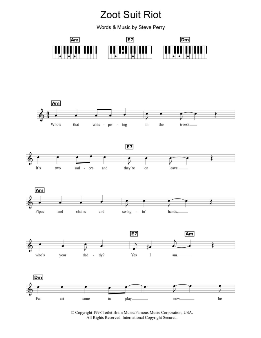Zoot Suit Riot Piano Solo scores gallery preview page 1