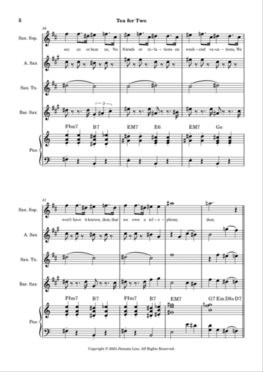 Tea For Two Small Ensemble scores gallery preview page 5