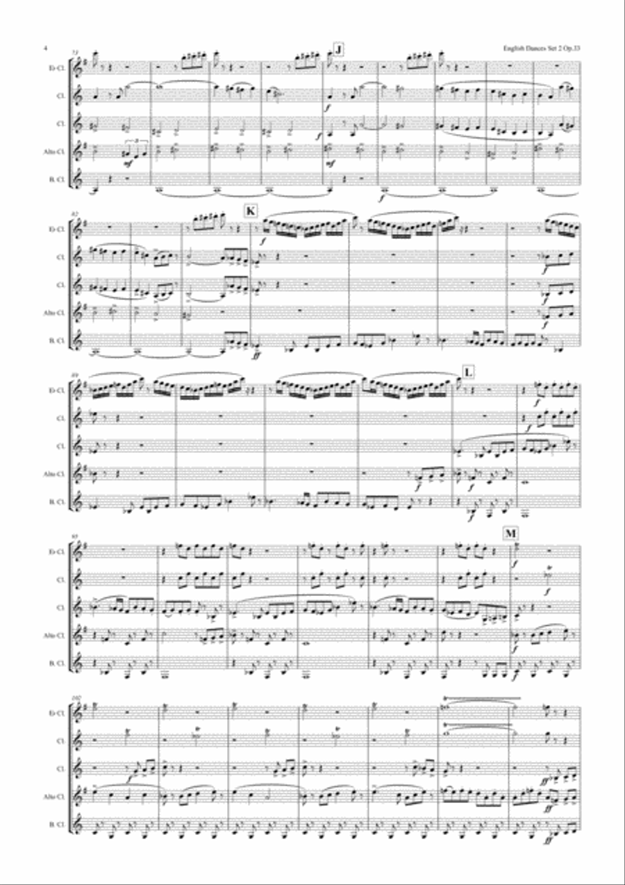 English Dances, Set 2, Op. 33: No. 4. Giubiloso - Lento E Maestoso Clarinet Quintet scores gallery preview page 4
