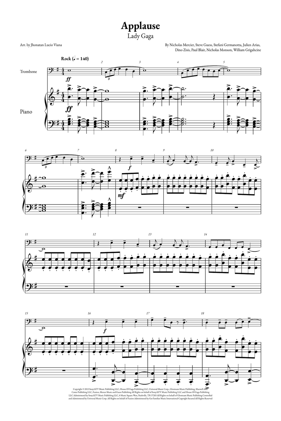 Applause Piano scores gallery preview page 1