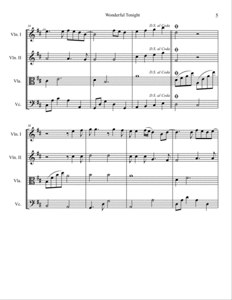 Wonderful Tonight String Quartet scores gallery preview page 5