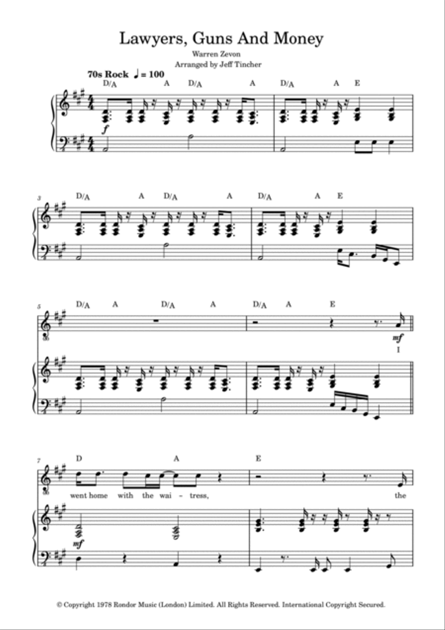 Lawyers, Guns And Money Piano, Vocal, Guitar scores gallery preview page 2