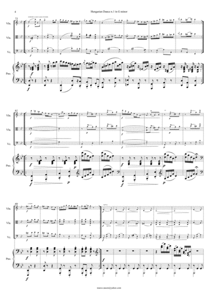 Brahms - Hungarian Dance n.1 in G minor for Piano Quartet