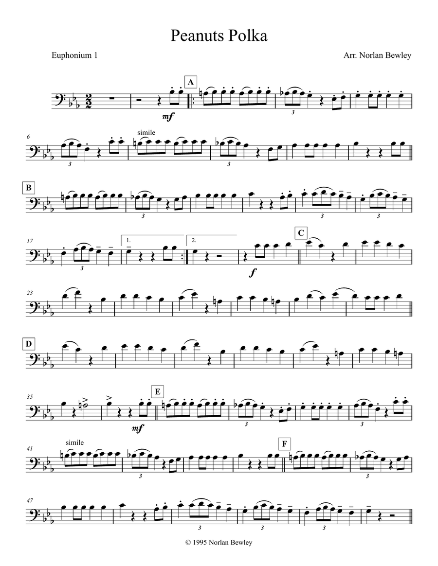 Peanuts Polka - Tuba/Euphonium Quartet Brass Ensemble scores gallery preview page 5