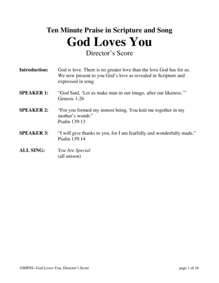 Ten Minute Praise in Scripture and Song--God Loves You (Children's Program)