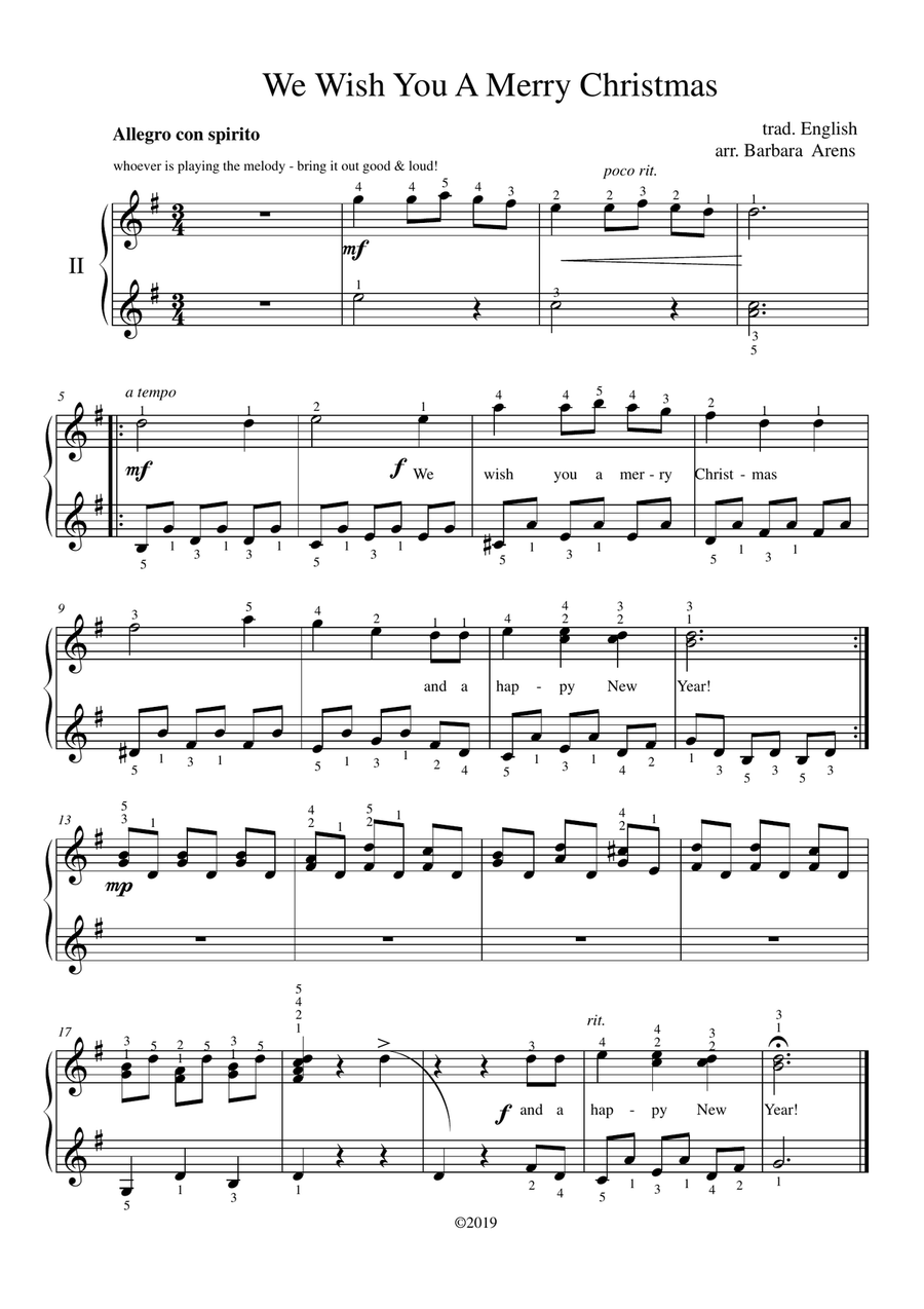 We Wish You a Merry Christmas - Piano 6 Hands Piano Trio scores gallery preview page 2