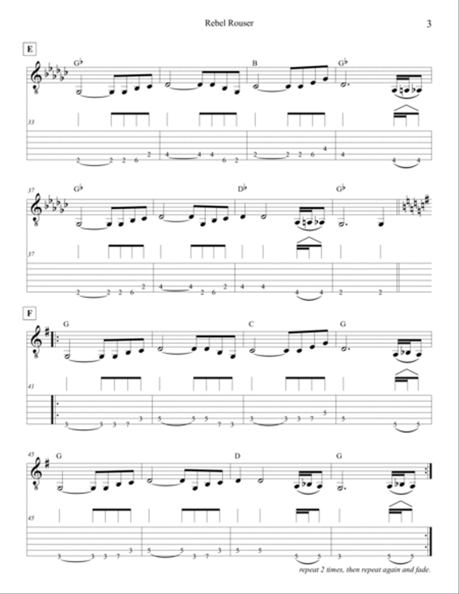 Rebel 'rouser Guitar Tablature scores gallery preview page 3