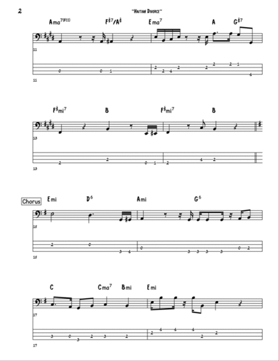 Haitian Divorce Bass Guitar scores gallery preview page 2