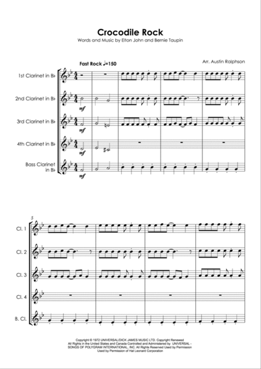 Crocodile Rock Crocodile Rock Clarinet Quintet scores gallery preview page 3