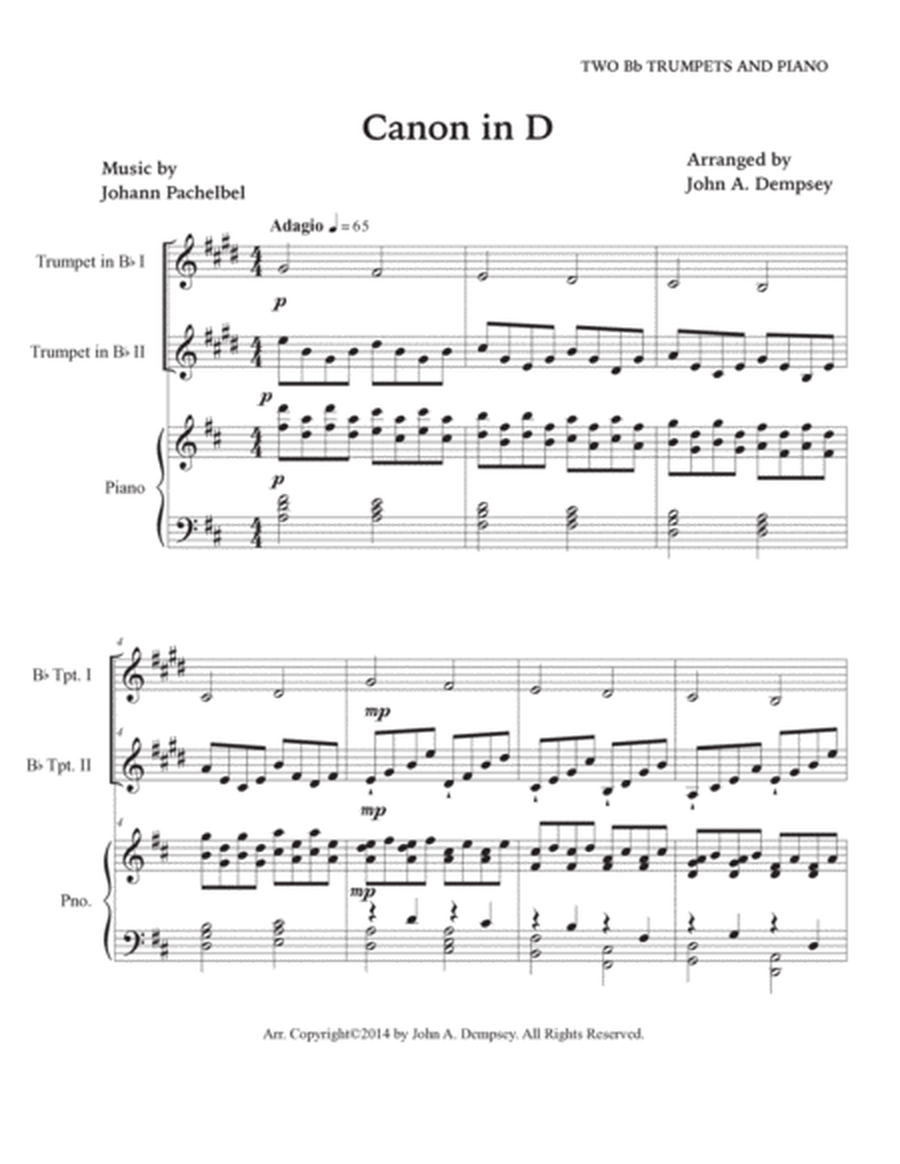 Canon in D (Trio for Two Trumpets and Piano) image number null