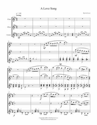 A Love Song (Flute, Oboe and Guitar) - Score and Parts