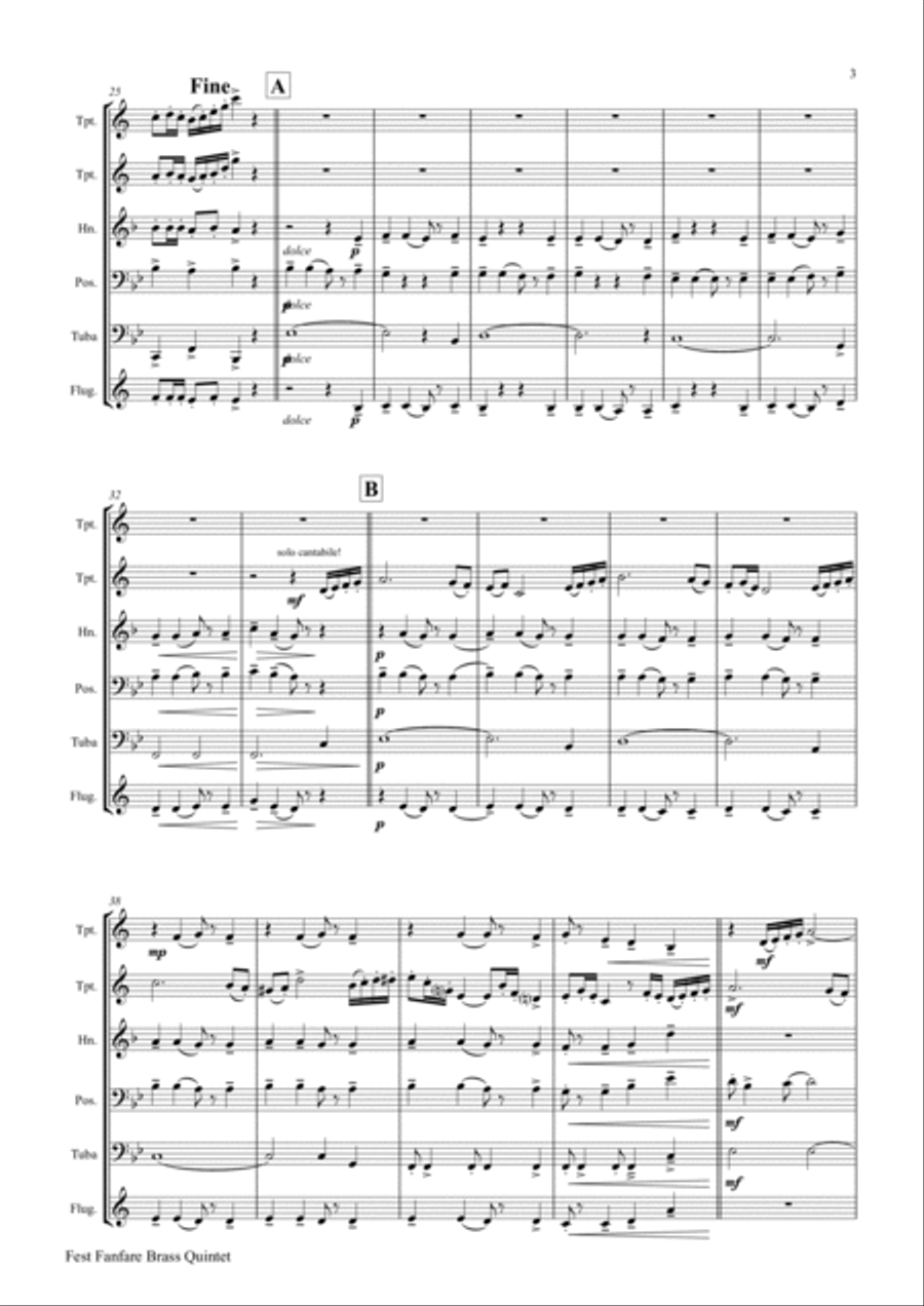 Fest Fanfare - Classical Festive Fanfare - Opener - Brass Quintet Brass Quintet scores gallery preview page 5