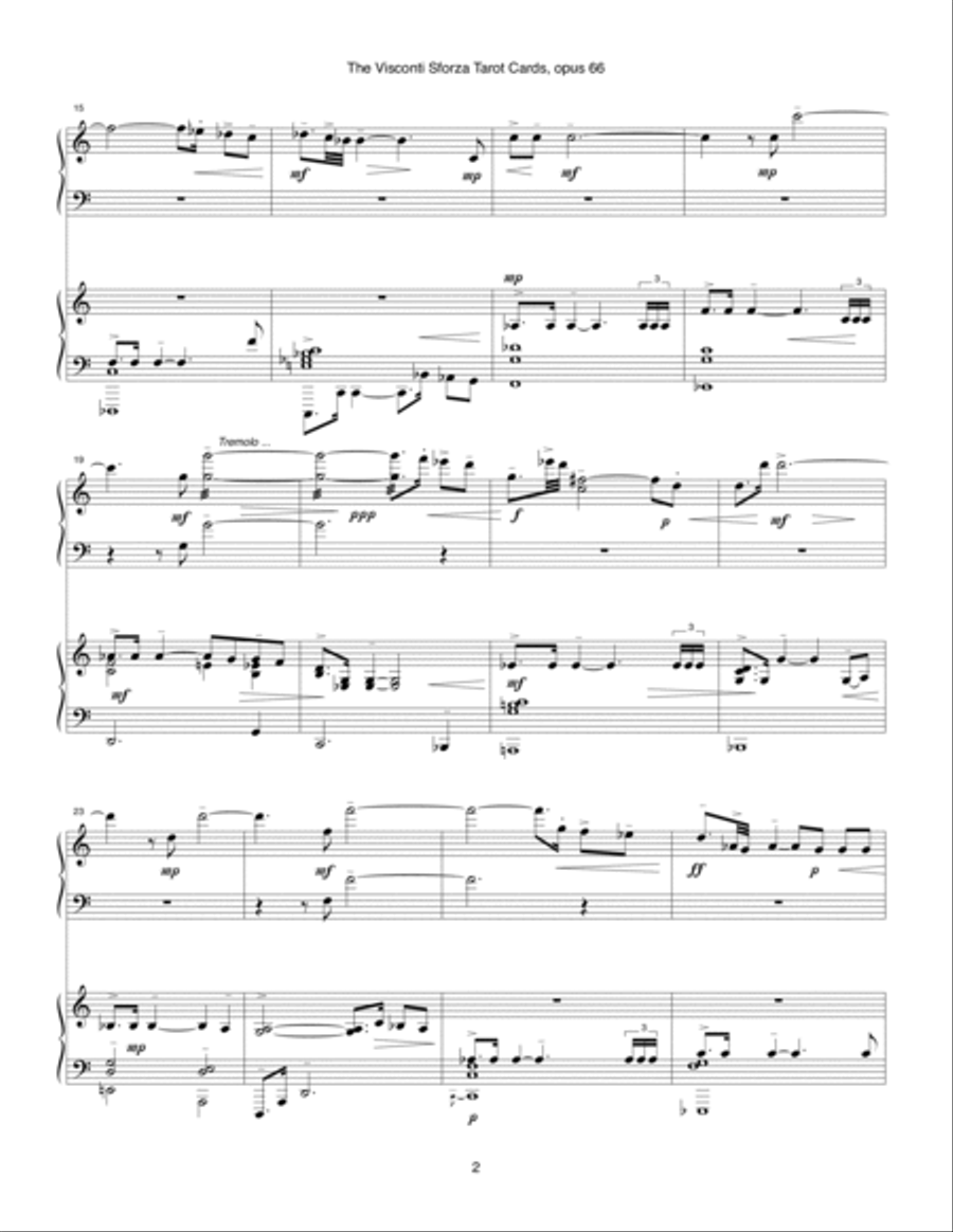 Visconti Sforza Tarot Cards, opus 66 ... Twenty Two Salon Pieces For Two Pianos (1996) 05 L'Imperato 2 Pianos, 4-Hands scores gallery preview page 2