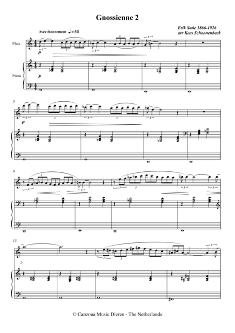 Gnossiene II Flute Solo scores gallery preview page 1