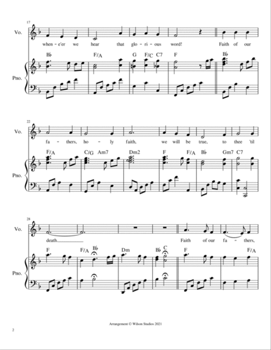 Faith of Our Fathers--vocal solo Faith of Our Fathers--vocal solo Voice Solo scores gallery preview page 2