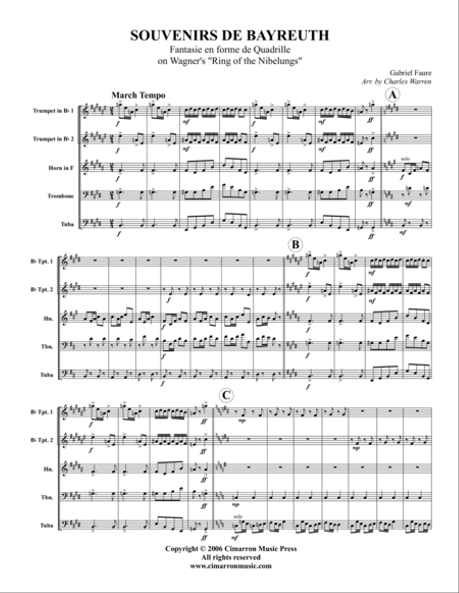 Souvenirs de Bayreuth Brass Quintet scores gallery preview page 1