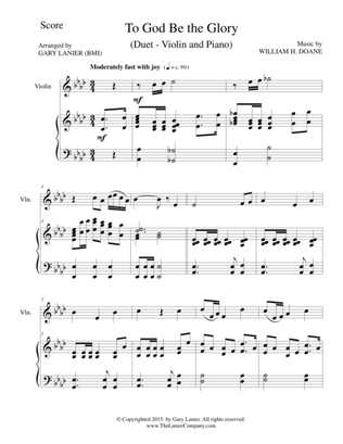 TO GOD BE THE GLORY (Duet – Violin and Piano/Score and Parts)