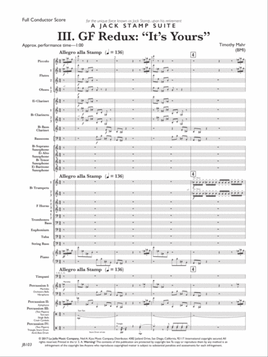 A Jack Stamp Suite: Movement 3: GF Redux It's Yours Concert Band scores gallery preview page 3