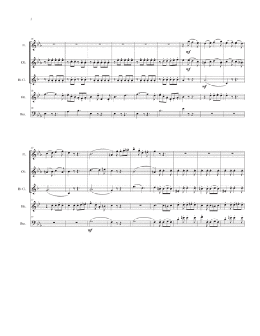 Horn Concerto #4 Finale for Woodwind Quintet Woodwind Quintet scores gallery preview page 4