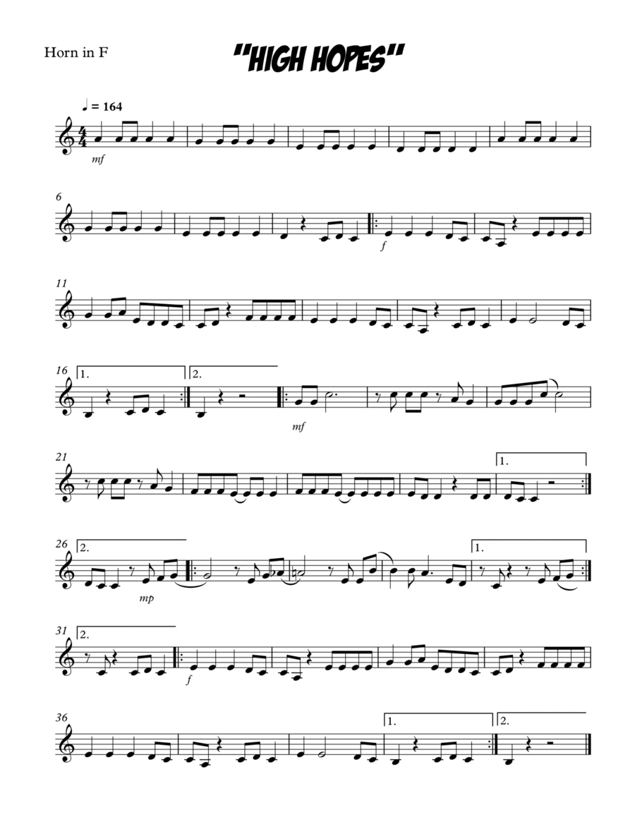 High Hopes High Hopes Horn Solo scores gallery preview page 1