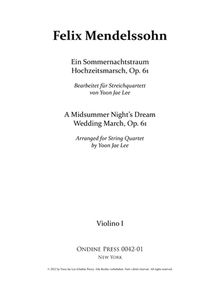 A Midsummer Night's Dream Wedding March for String Quartet, Op. 61 - Set of Parts