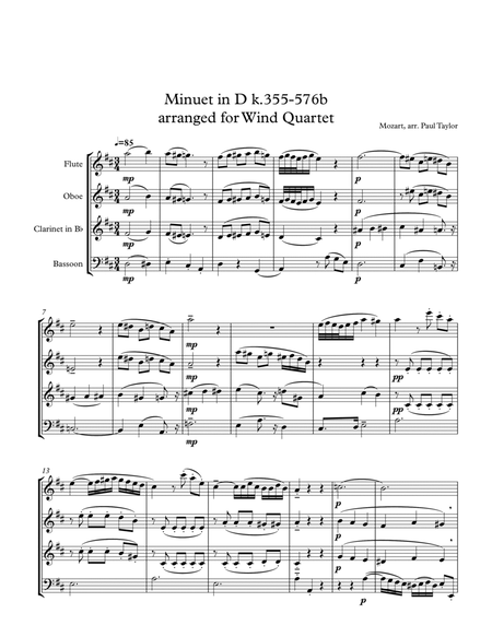 Minuet in D for Woodwind quartet image number null