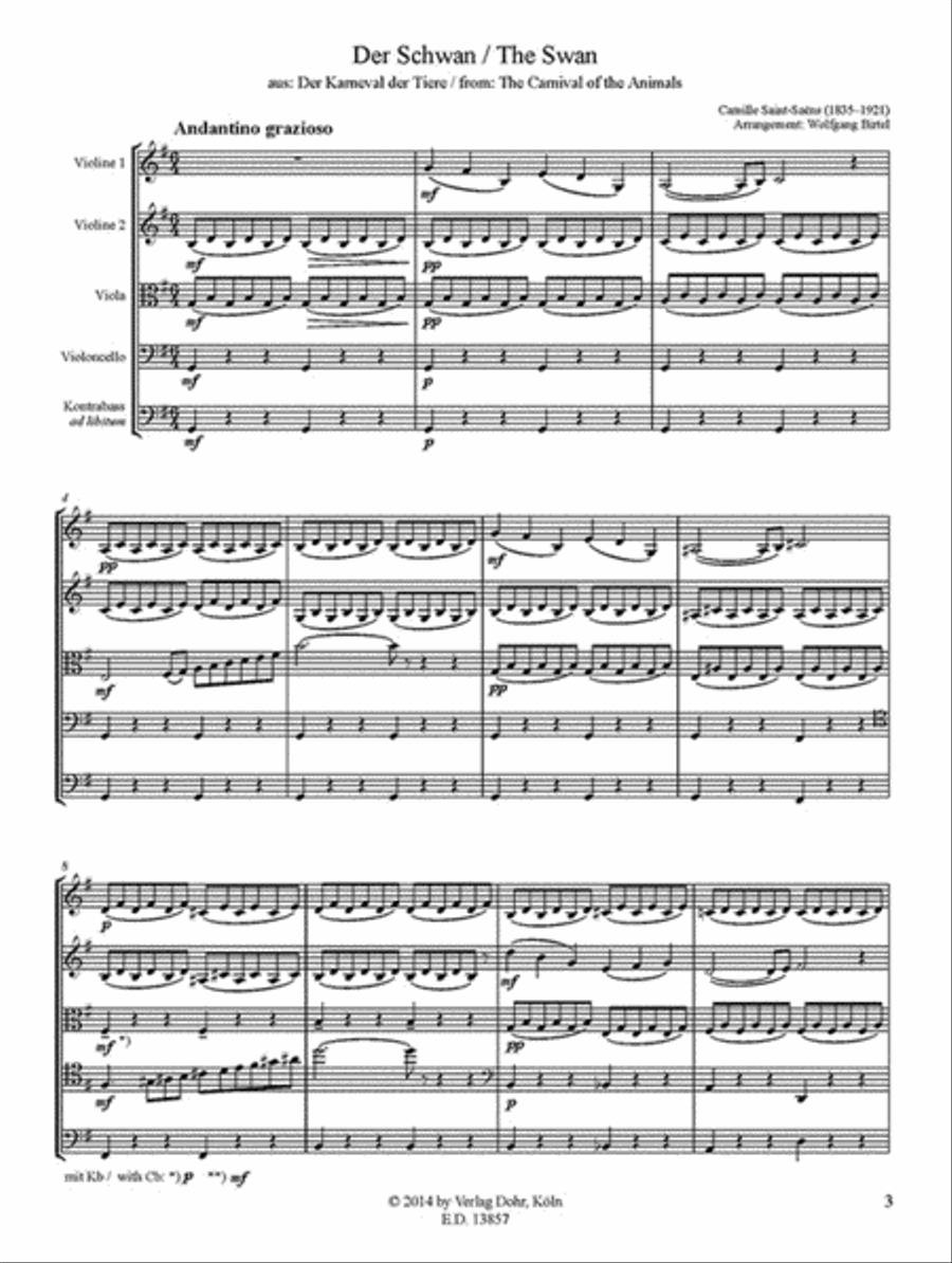 Der Schwan (für Streichquartett) (aus 