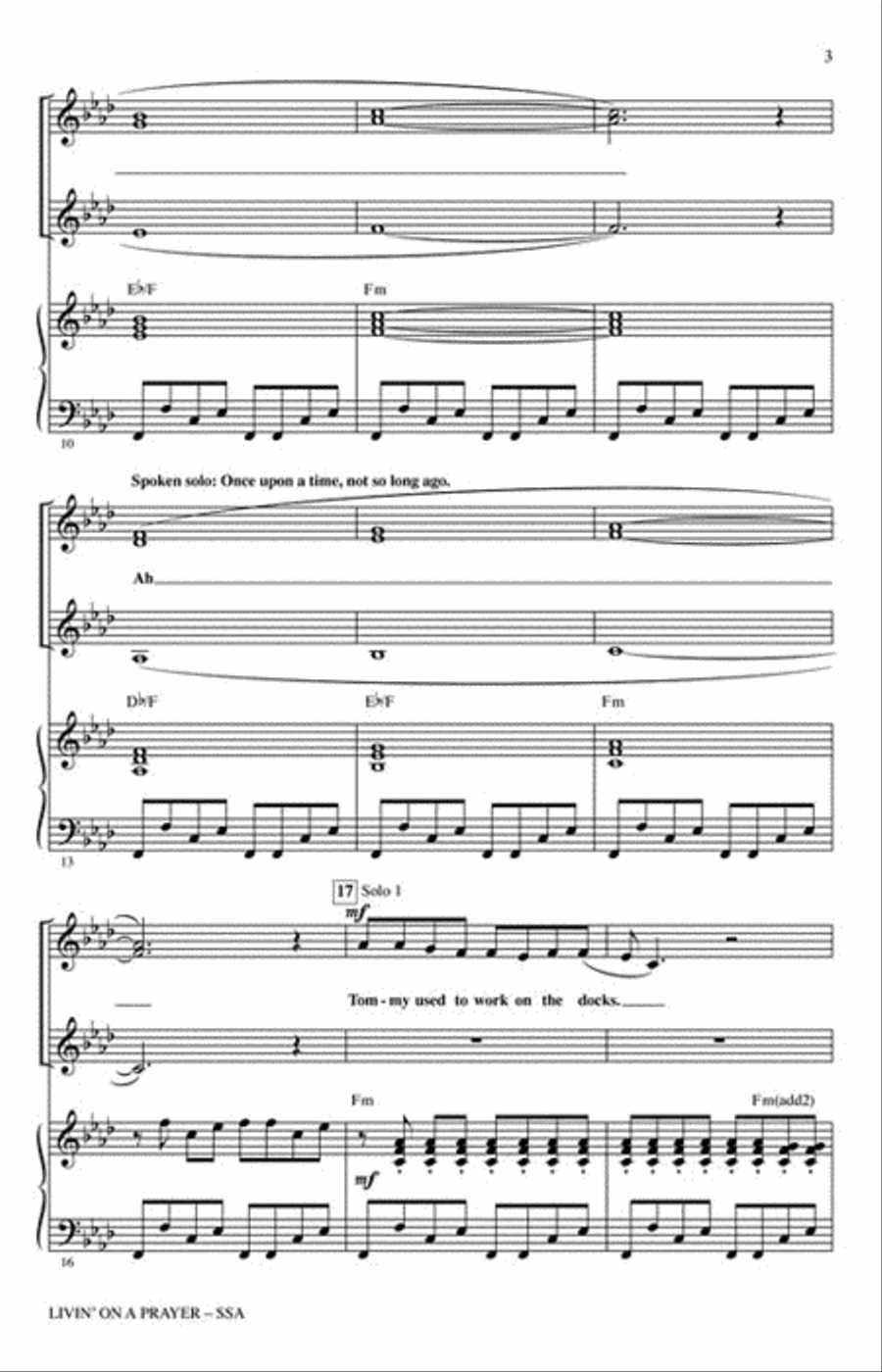 Livin' on a Prayer Livin' on a Prayer SSA scores gallery preview page 3