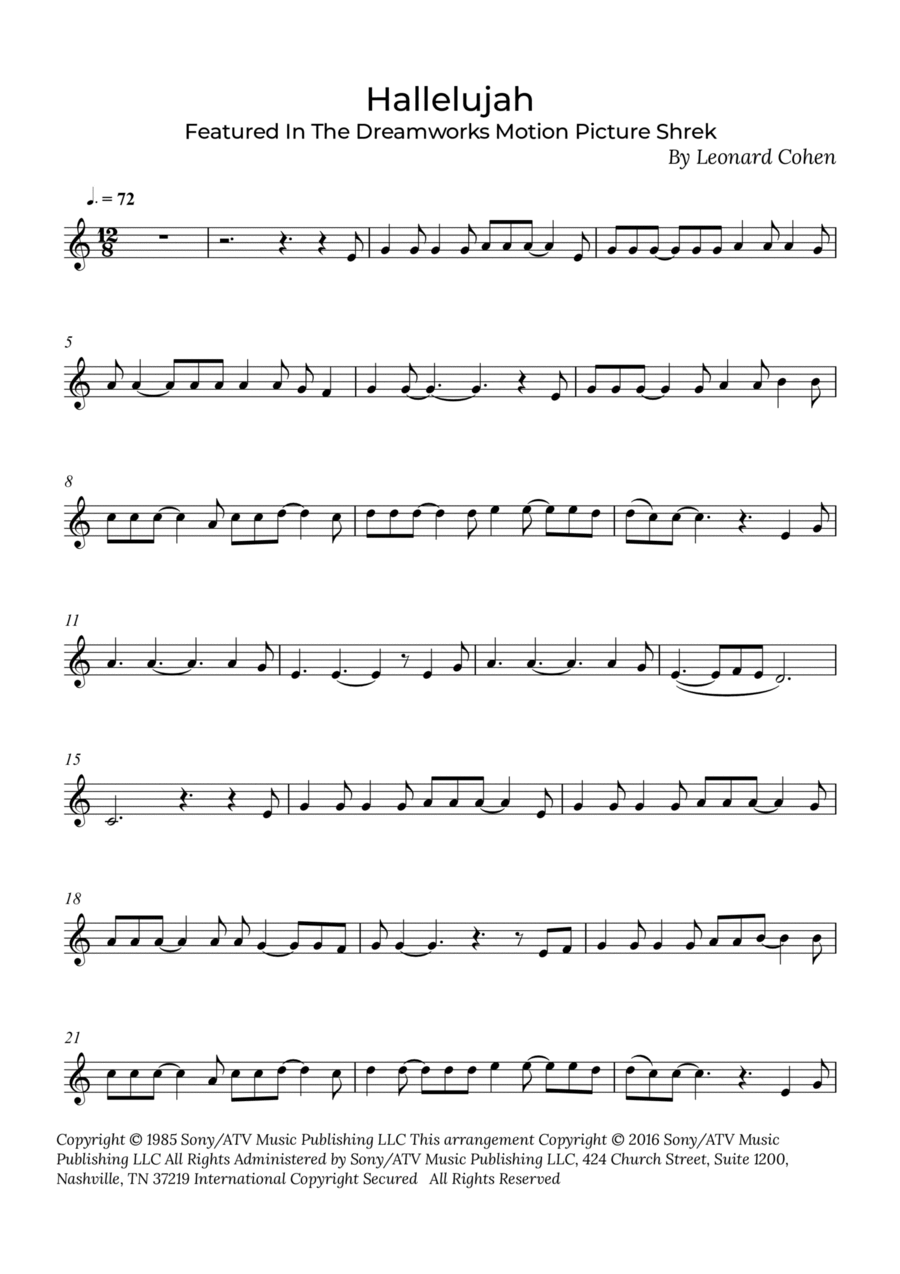 Hallelujah Alto Saxophone scores gallery preview page 1