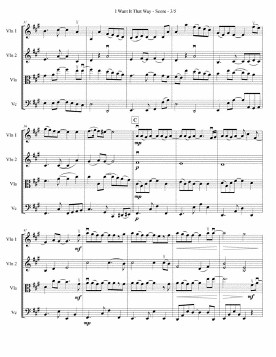 I Want It That Way String Quartet scores gallery preview page 5