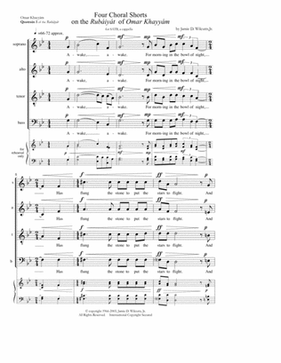 Four Choral Shorts on the Rubáiyát of Omar Khayyám. satb