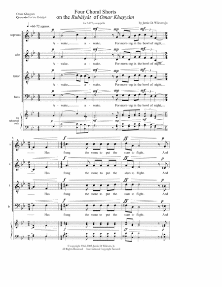 Four Choral Shorts on the Rubáiyát of Omar Khayyám. satb image number null